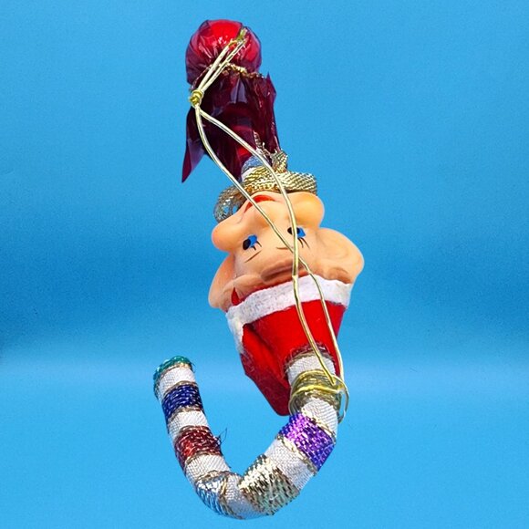 Vintage 1950s Japan Pixie Elf Lollipop Ornament Rubber Head Candy Cane Hat - Picture 11 of 11